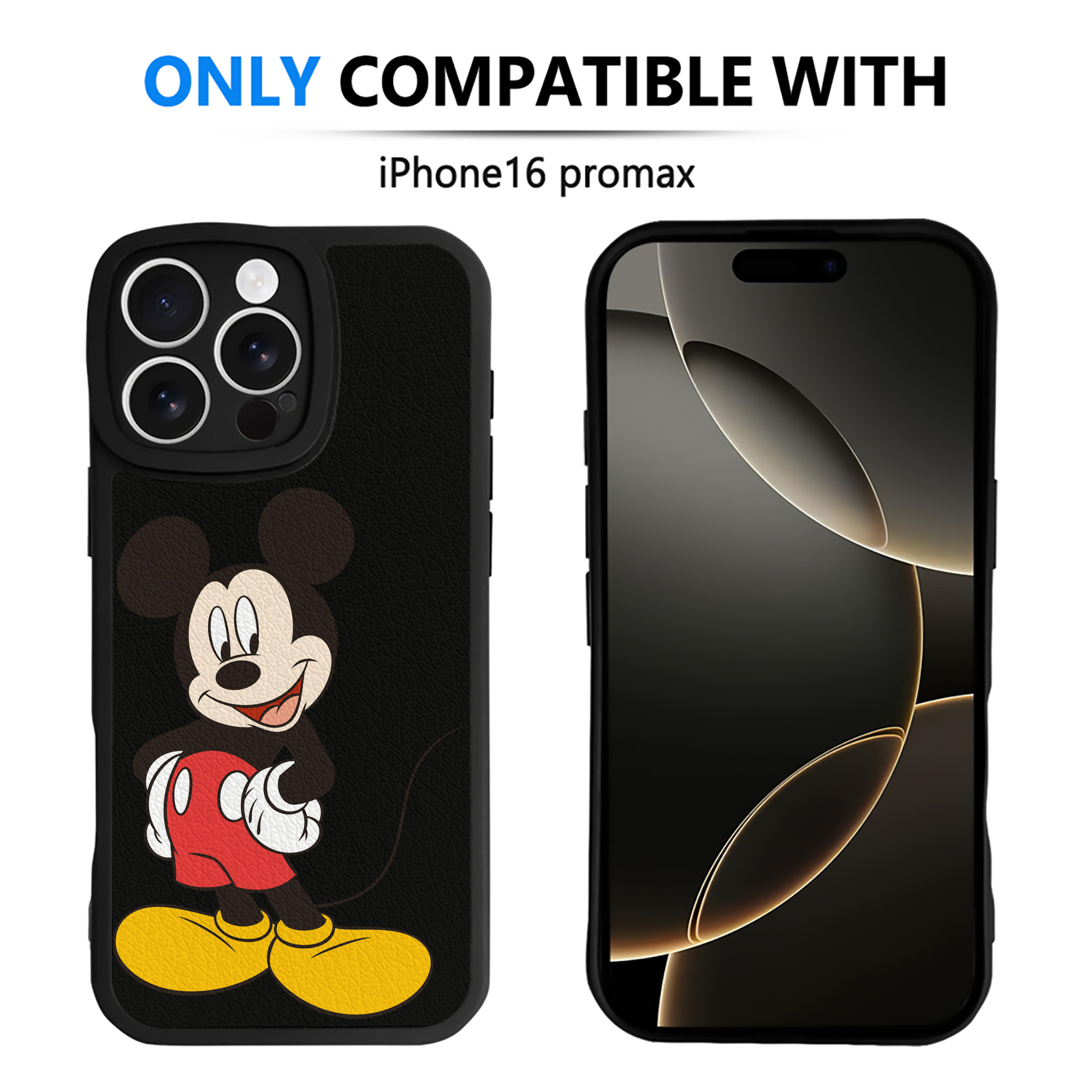 （画像用） ミッキーマウス Mickey Mouse 【iPhone 16シリーズ対応】シリコンスマホケース（レザー調） 材質：シリコン